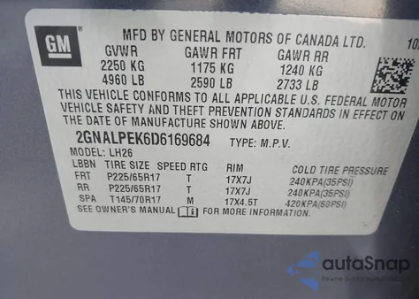 2013 Chevrolet Equinox 2Lt from USA, damaged, VIN 2GNALPEK6D6169684